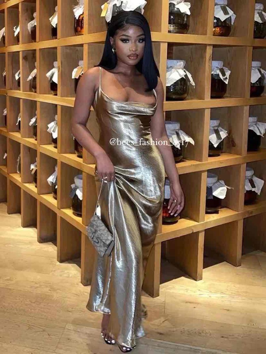 Golden clearance satin dress