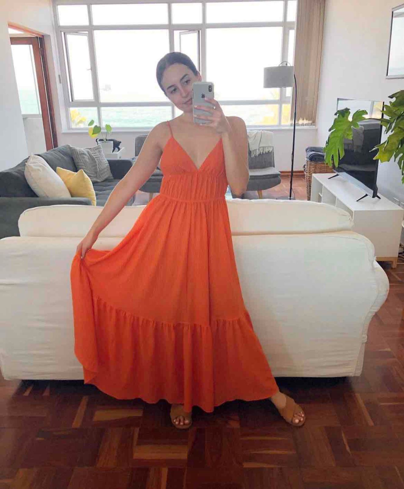 H&m orange outlet maxi dress