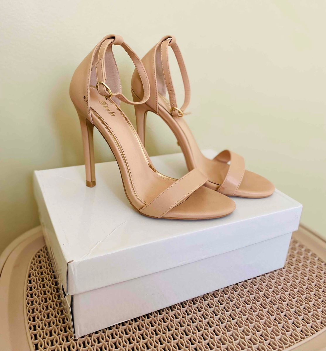 Nude ankle strap shop heels