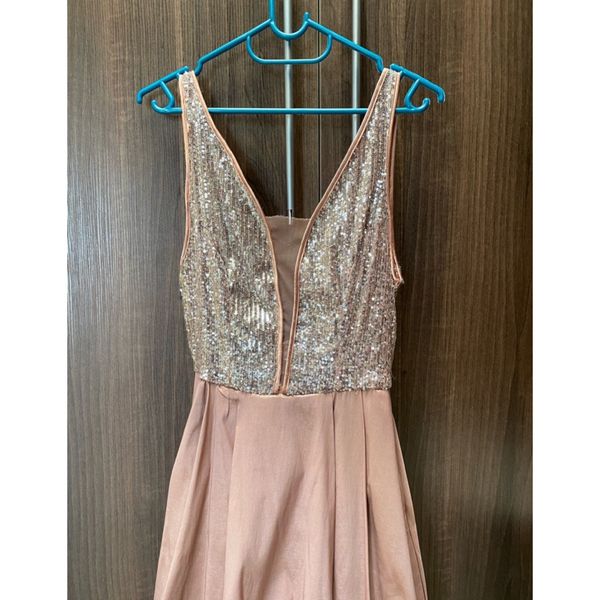 Women | YDE Rose Gold Sequin Dress with long si | YAGA Women | YDE Rose Gold Sequin Dress with long si | YAGA