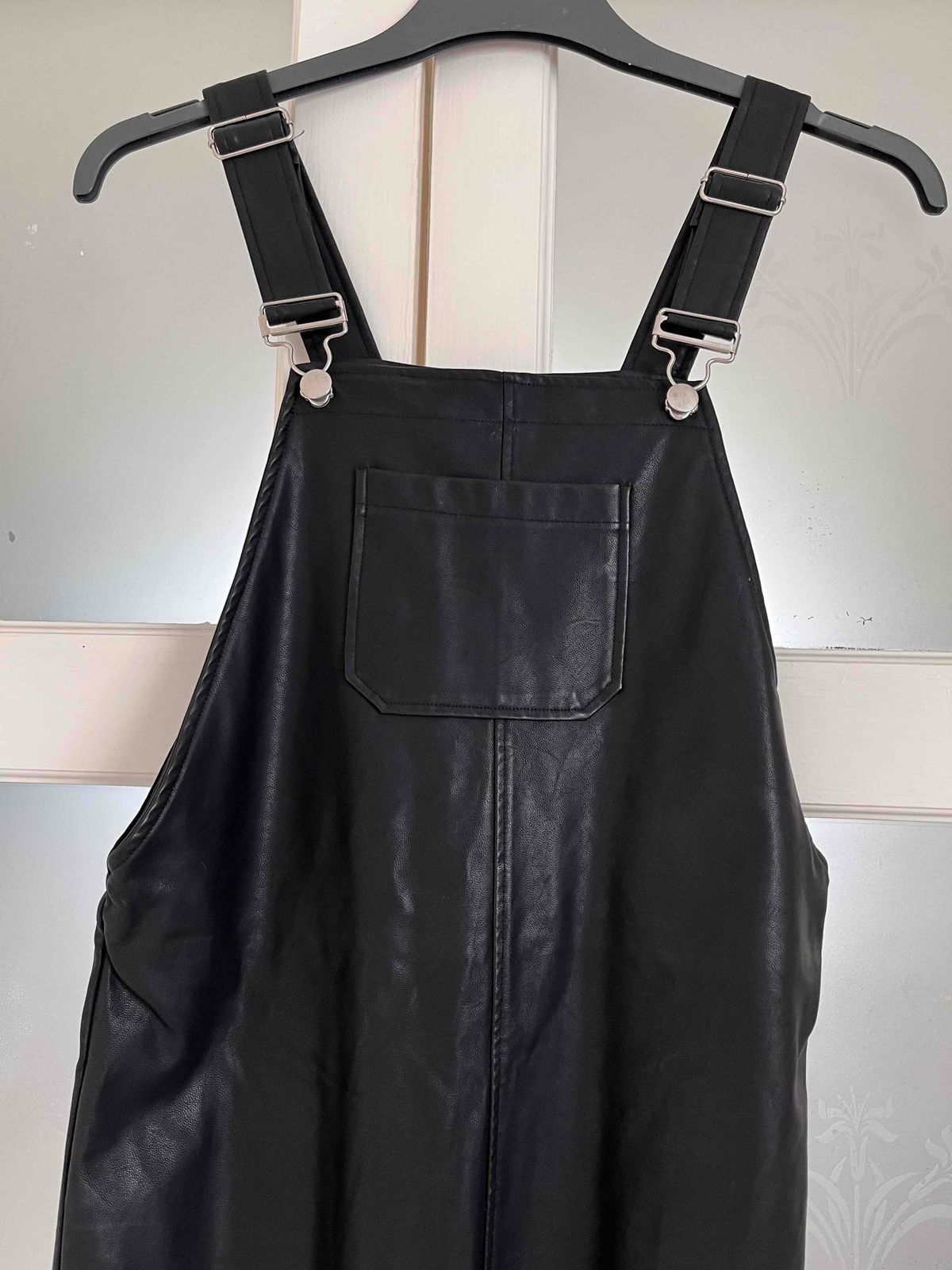 Black leather outlet dungaree dress