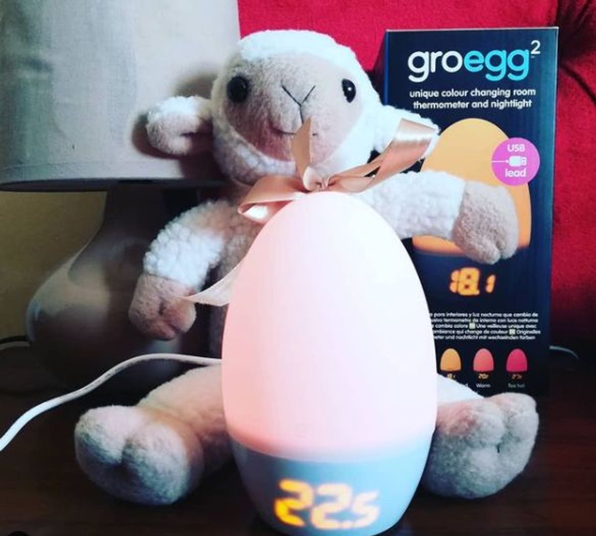 Groegg 2 Colour Changing Room Thermometer And Nightlight