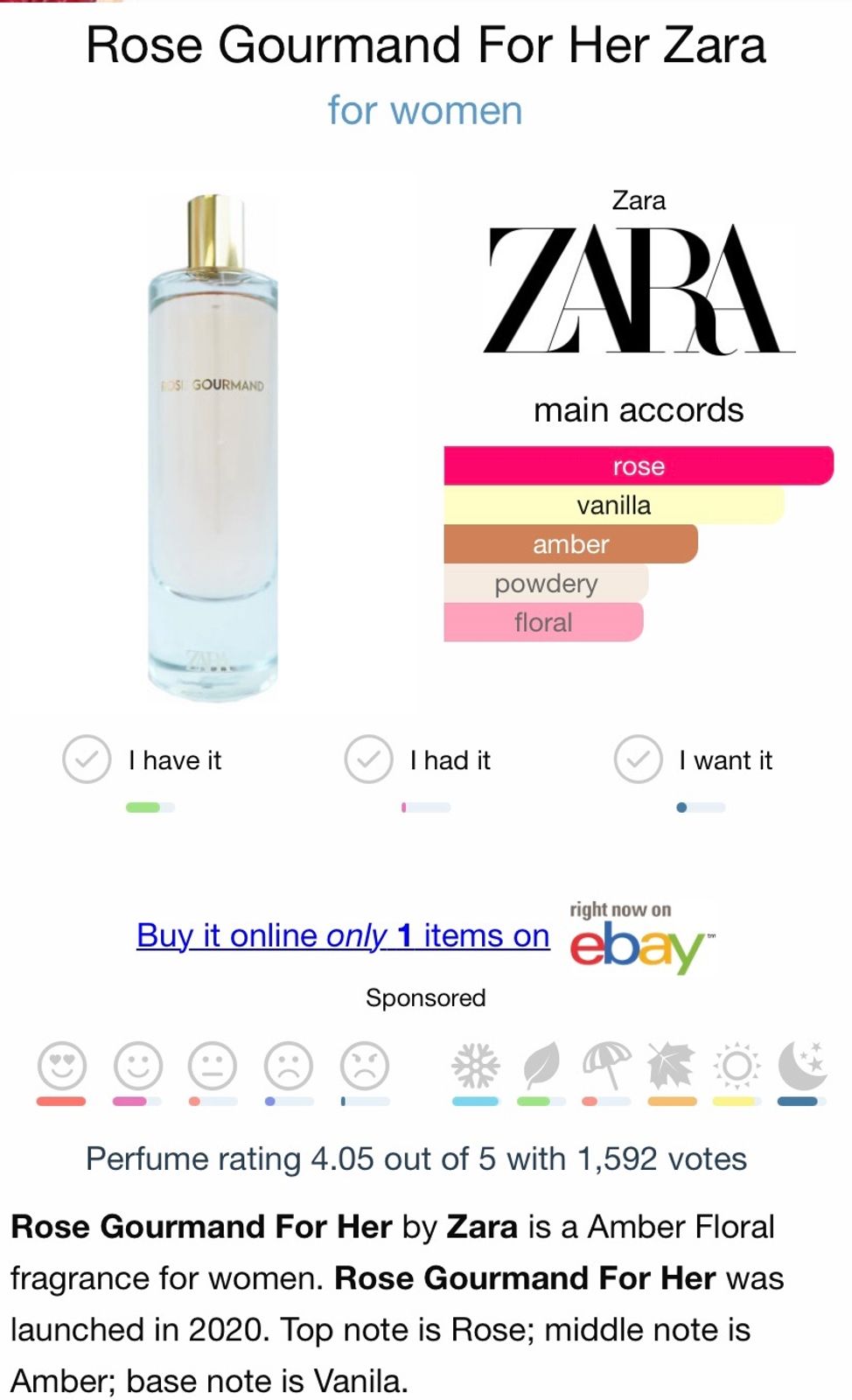 Zara rose gourmand discount her