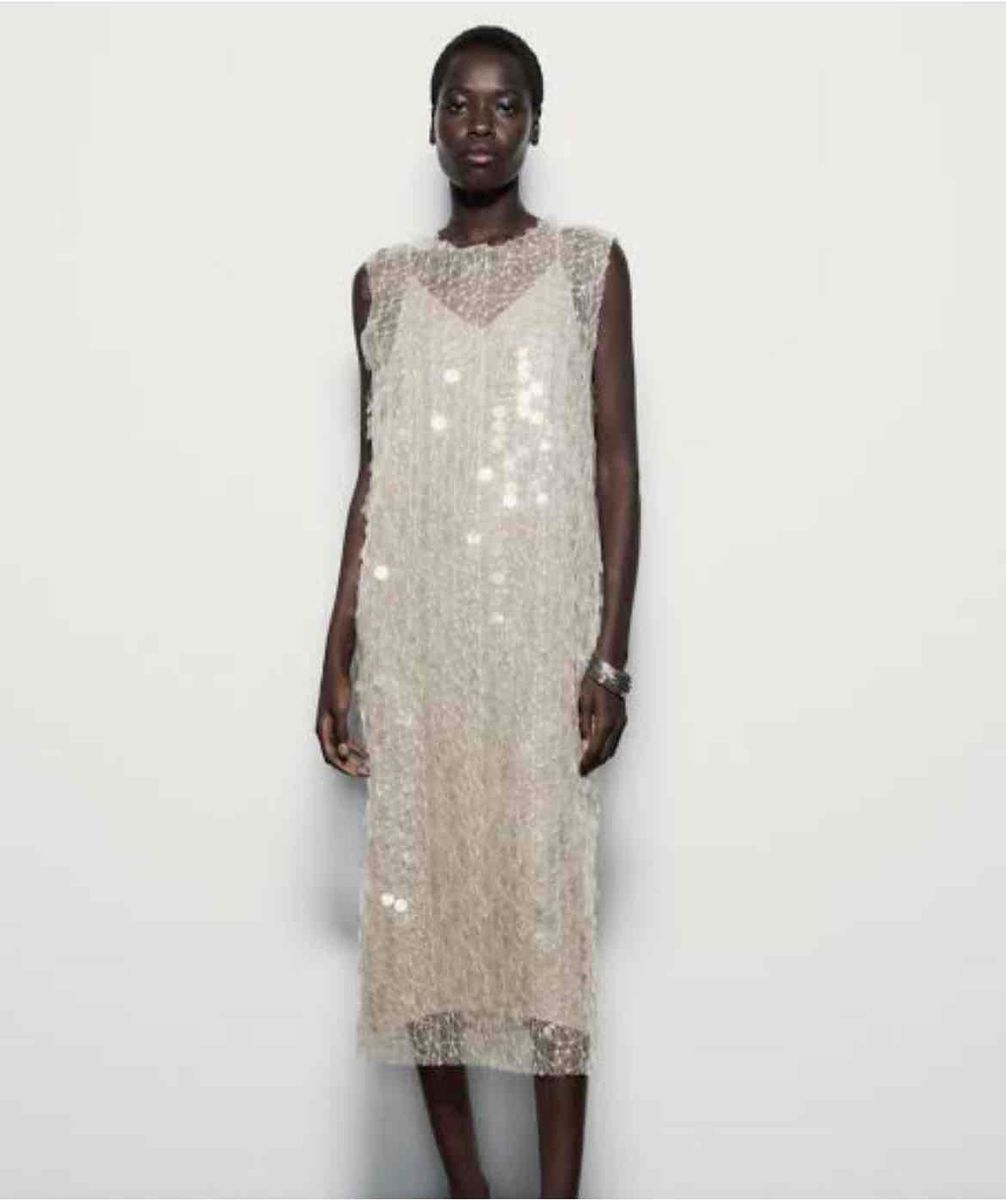 White sequin sale dress zara