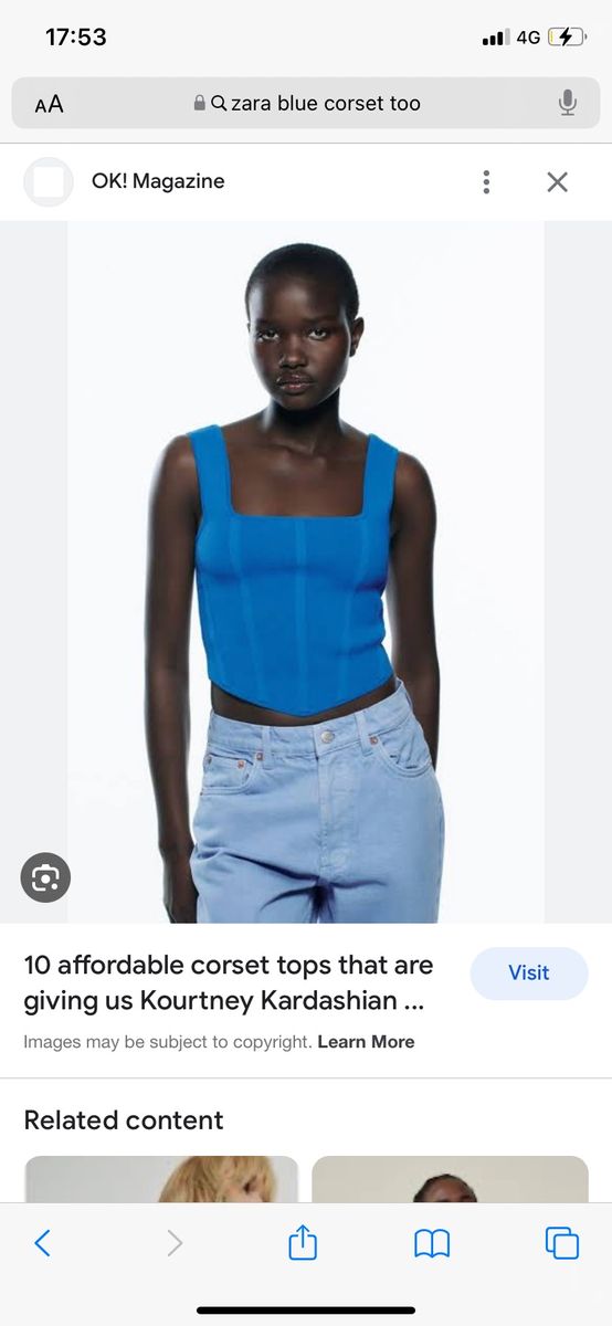 Women, Blue corset Zara top