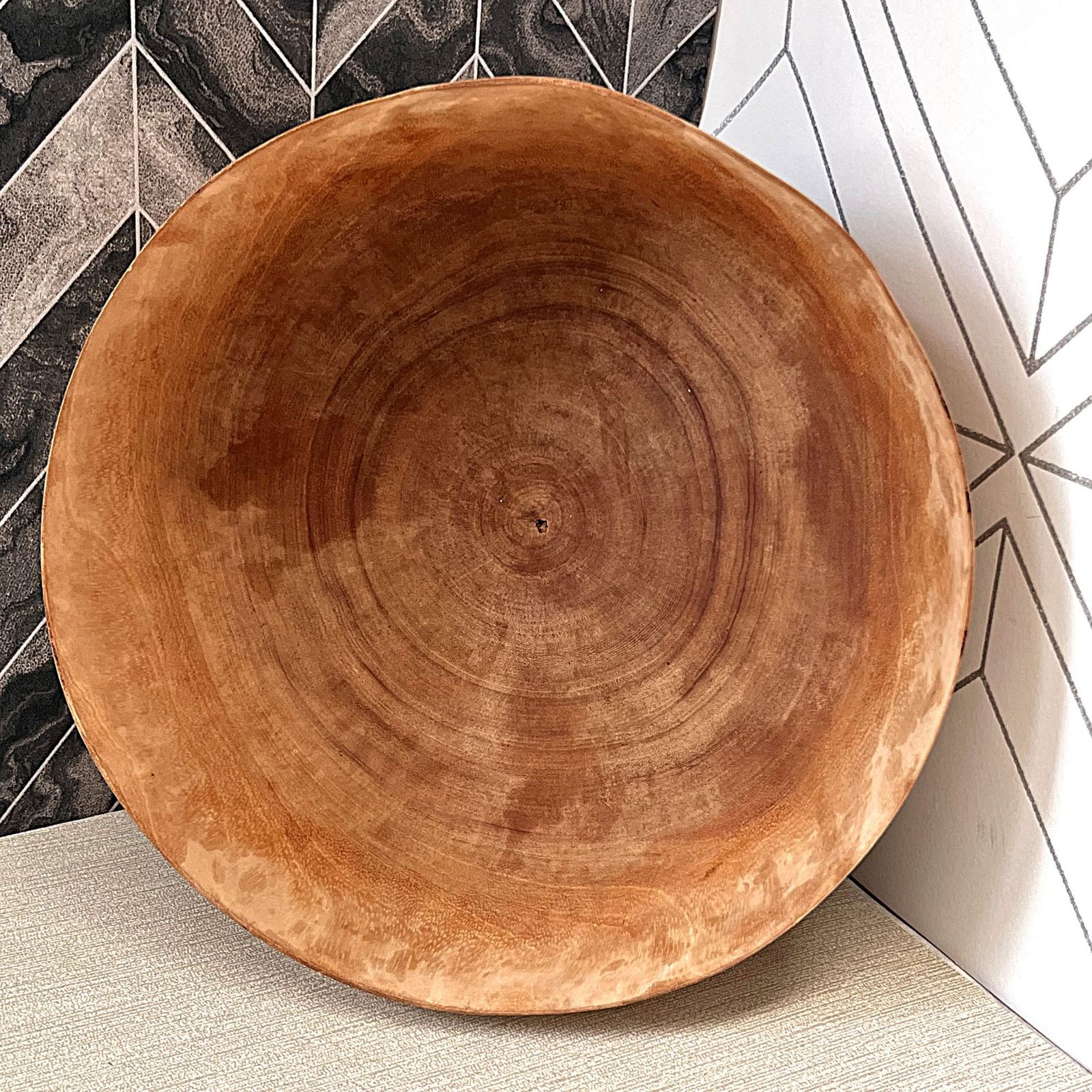 Vintage Centrepiece Rustic Turned Wooden Bowl