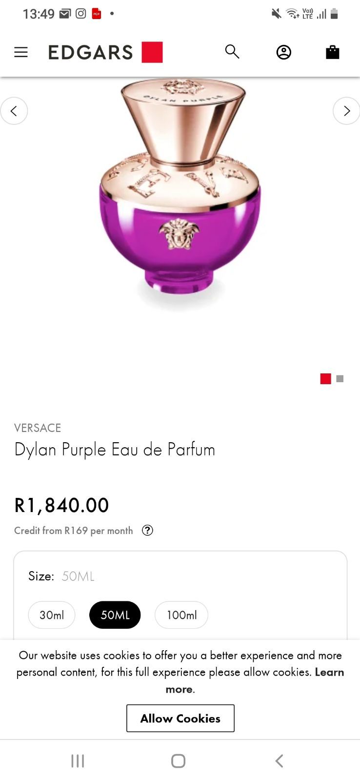 Versace discount perfume edgars