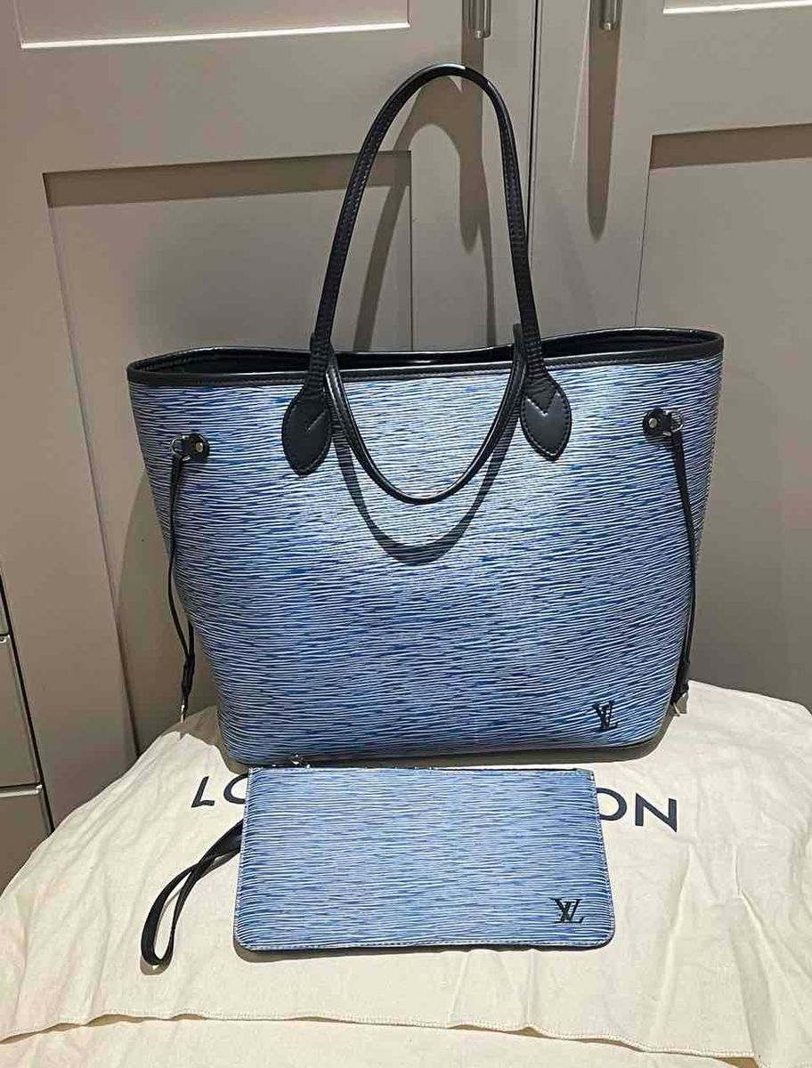 Louis Vuitton EPI Neverfull mm Denim Light [Guaranteed Authentic]