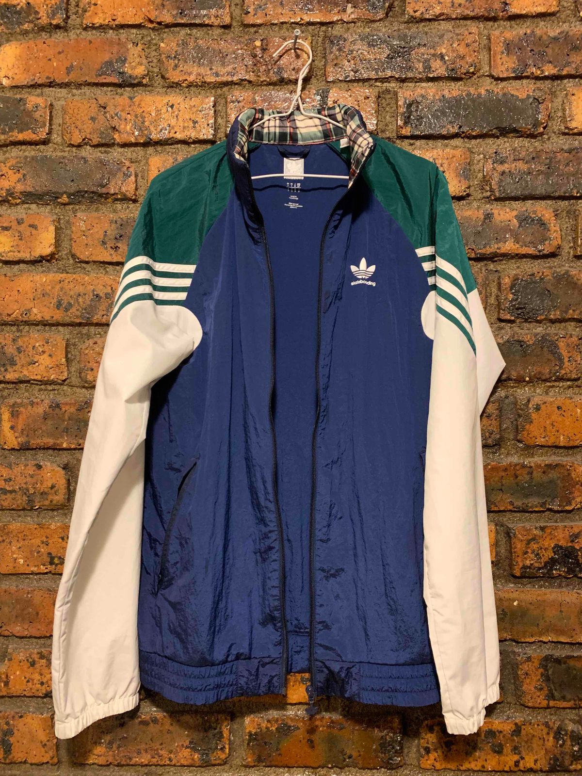 Adidas blue green white lightweight store track jacket