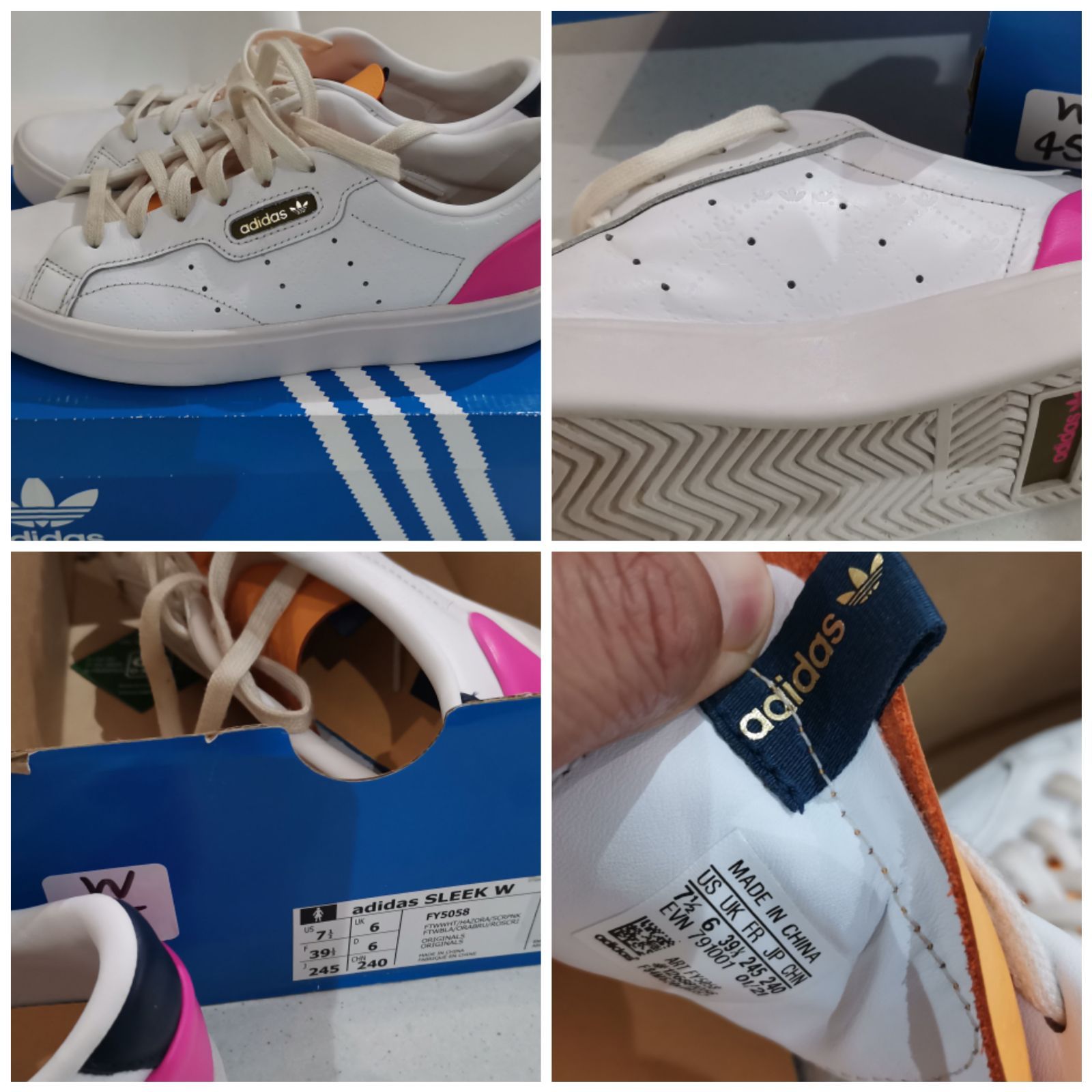 adidas sleek white and pink