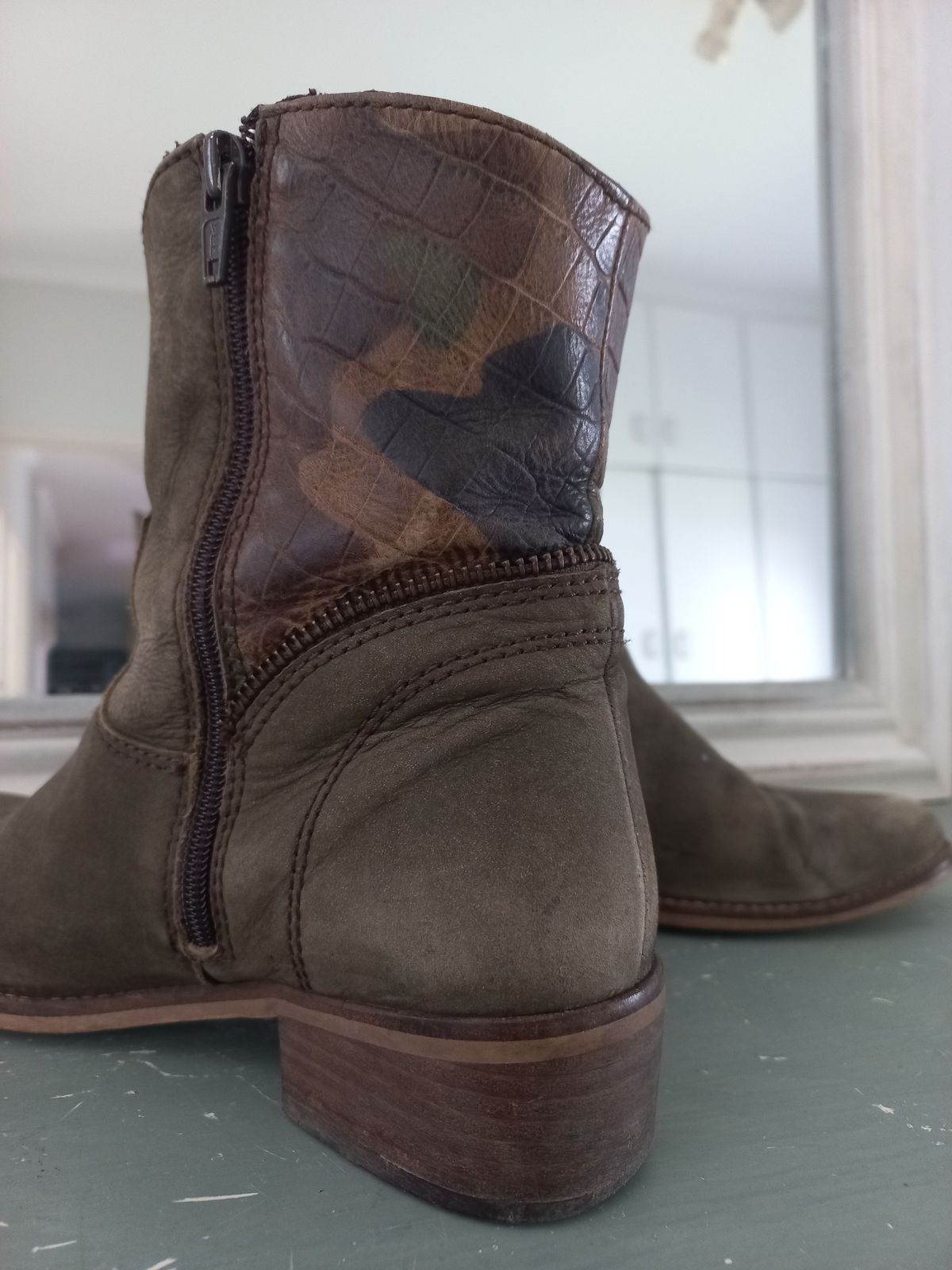 Old shop khaki boots