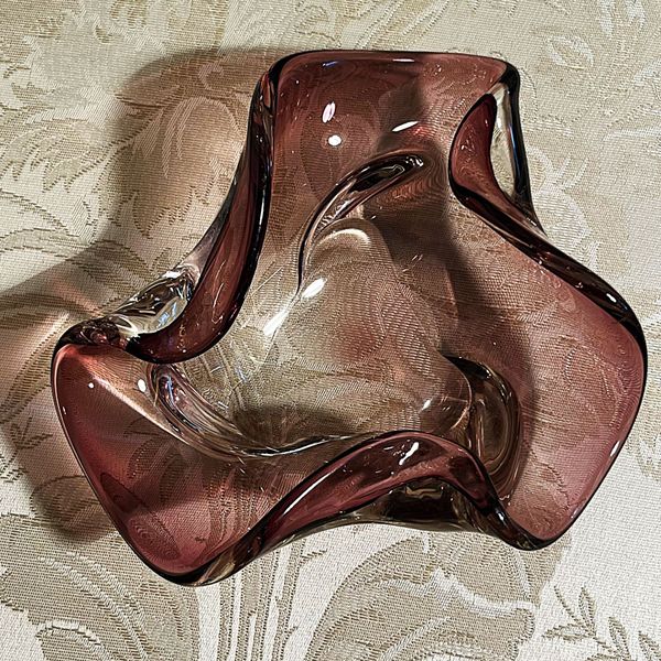 Amethyst art glass decorative dish