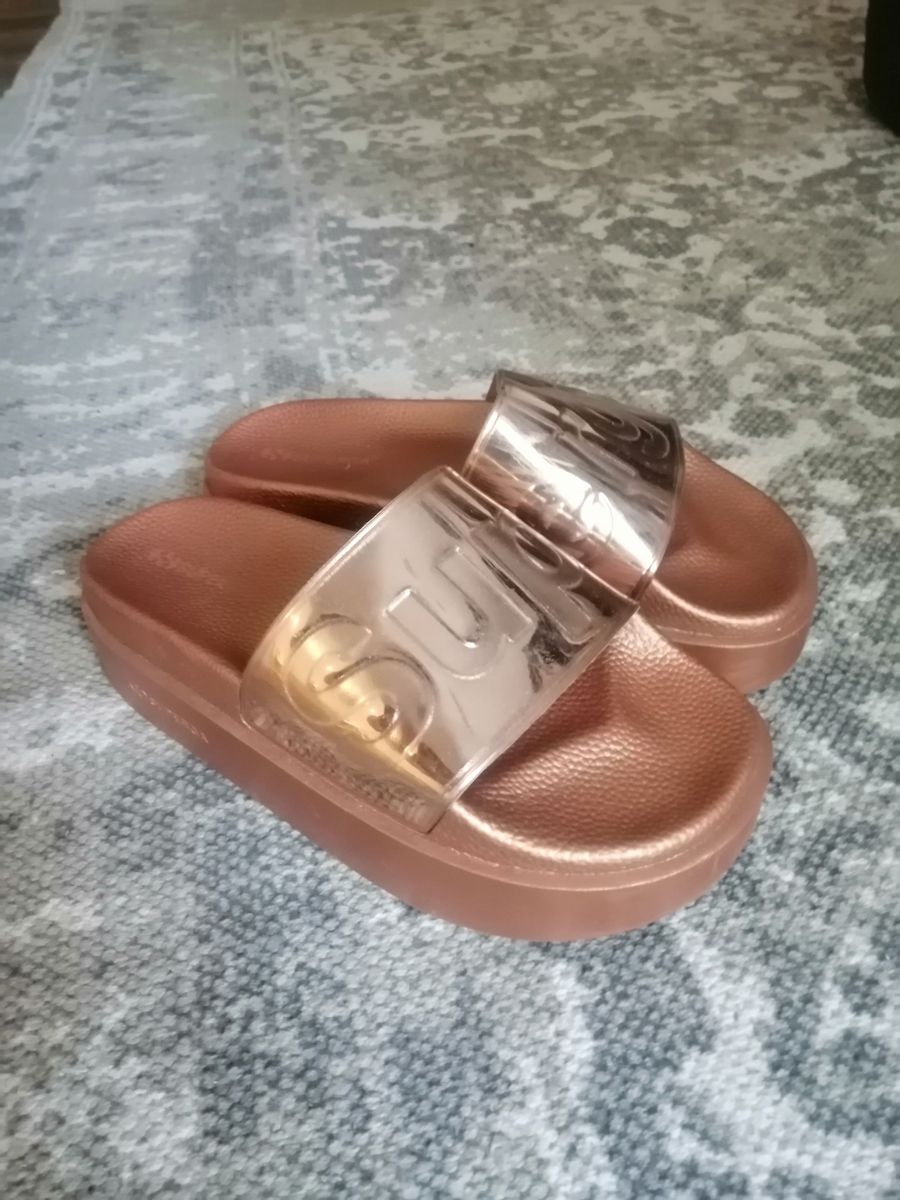 Superga rose top gold slides