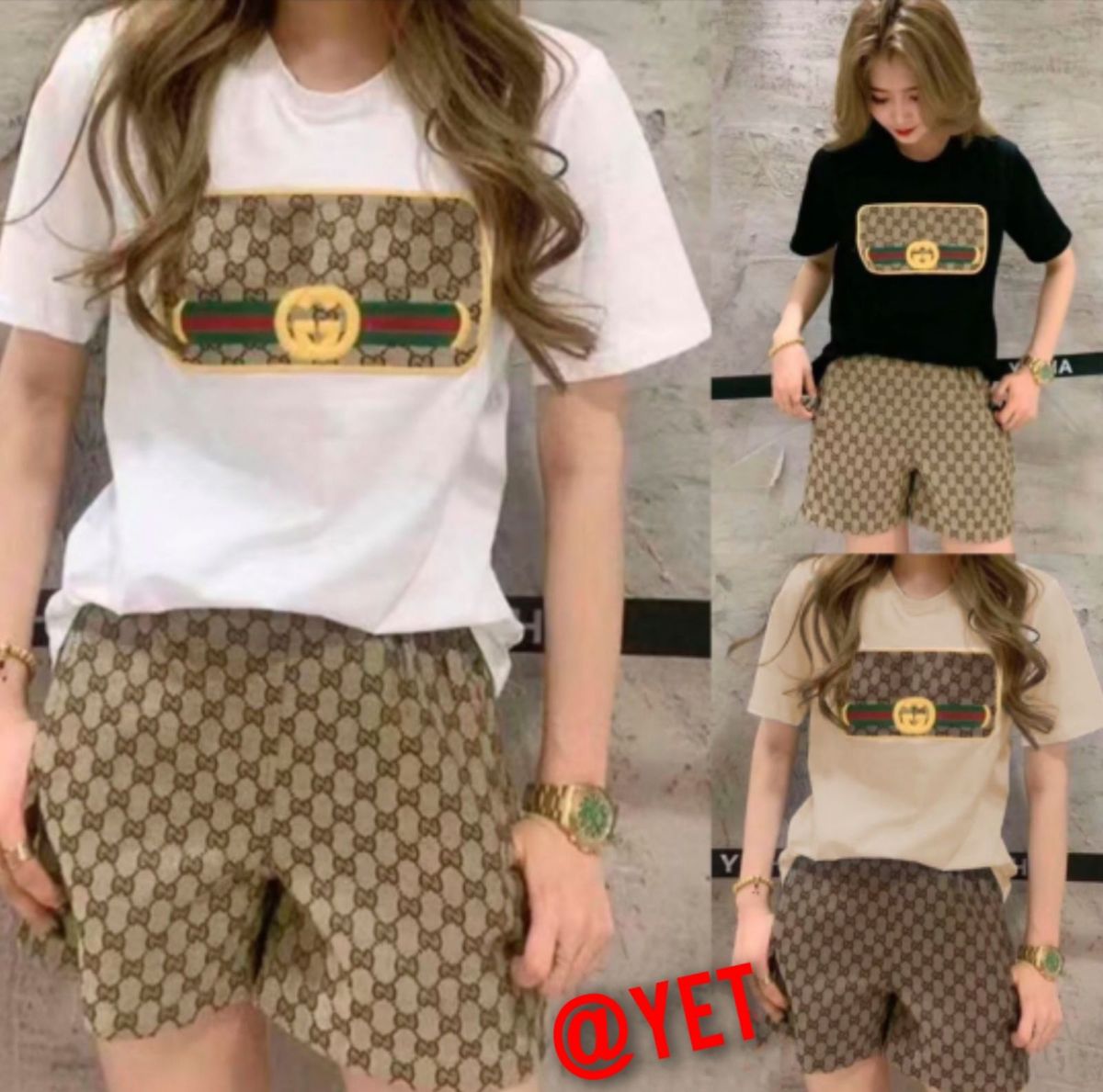 Gucci shorts and t shirt set clearance
