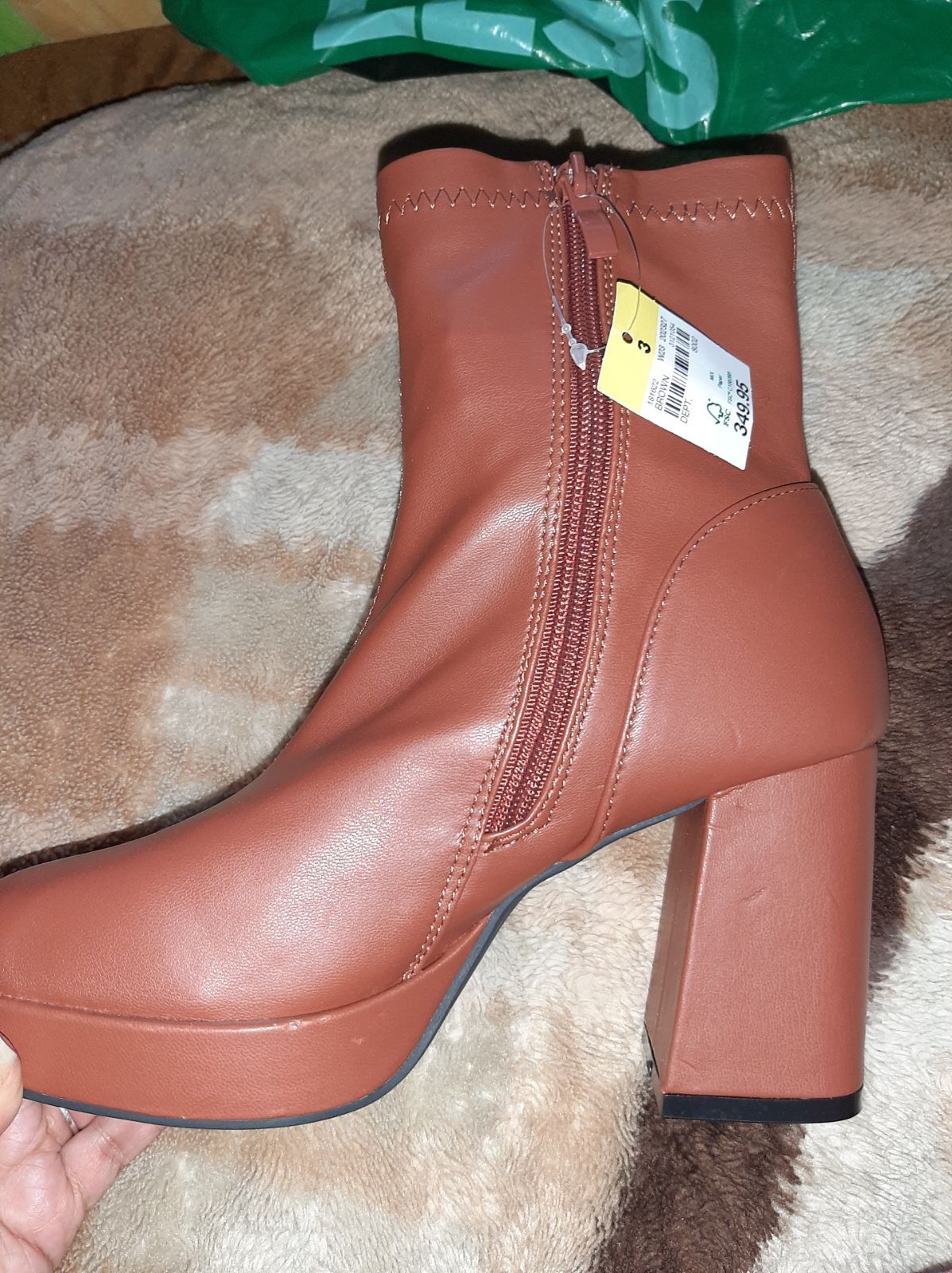 Women Square Toe Tan Block Heel Boot 3 Yaga SA