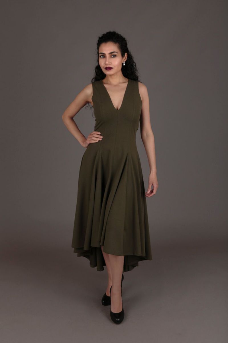 Olive Green Flare Dress