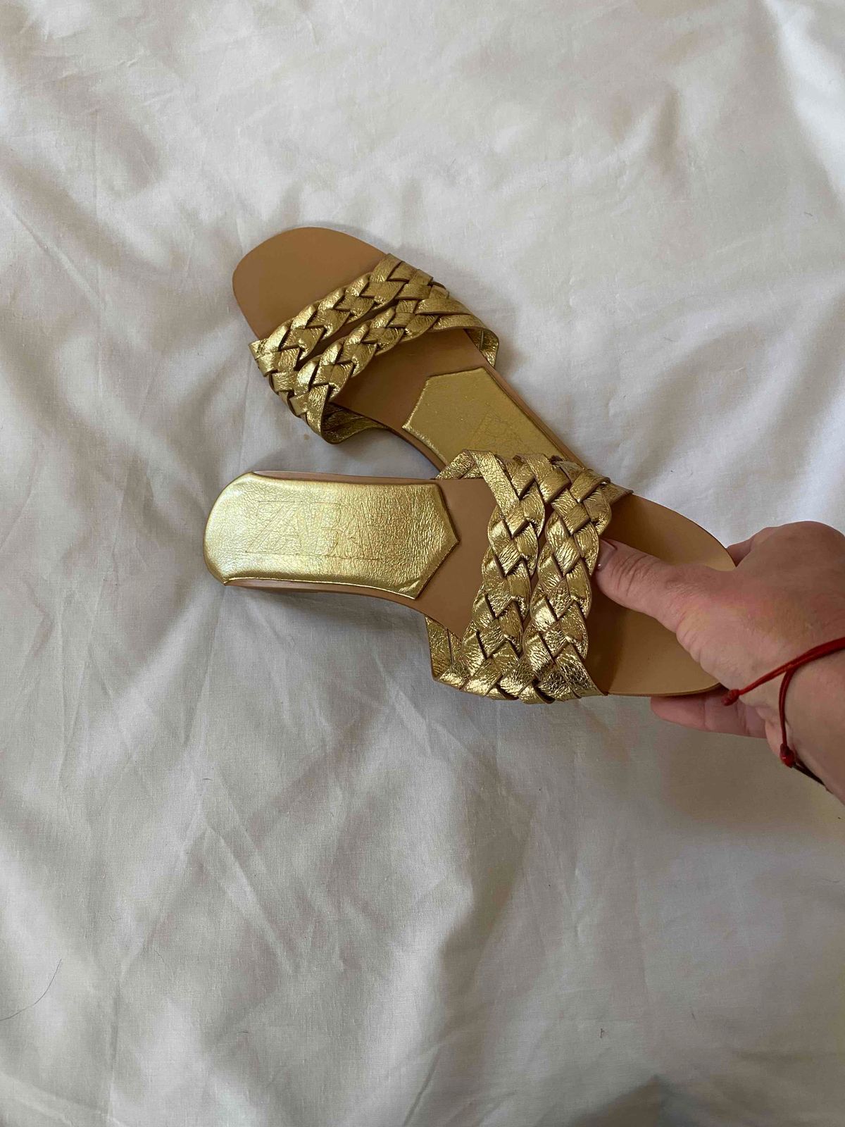 Zara gold braided online sandals