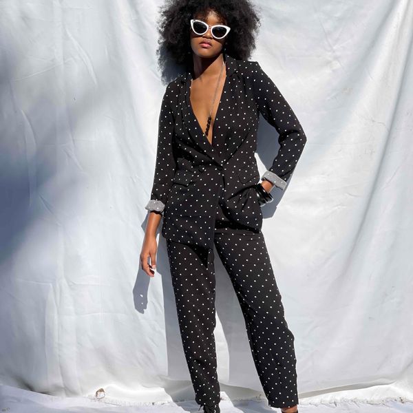 Women Black blazer with white polka dots and Yaga SA