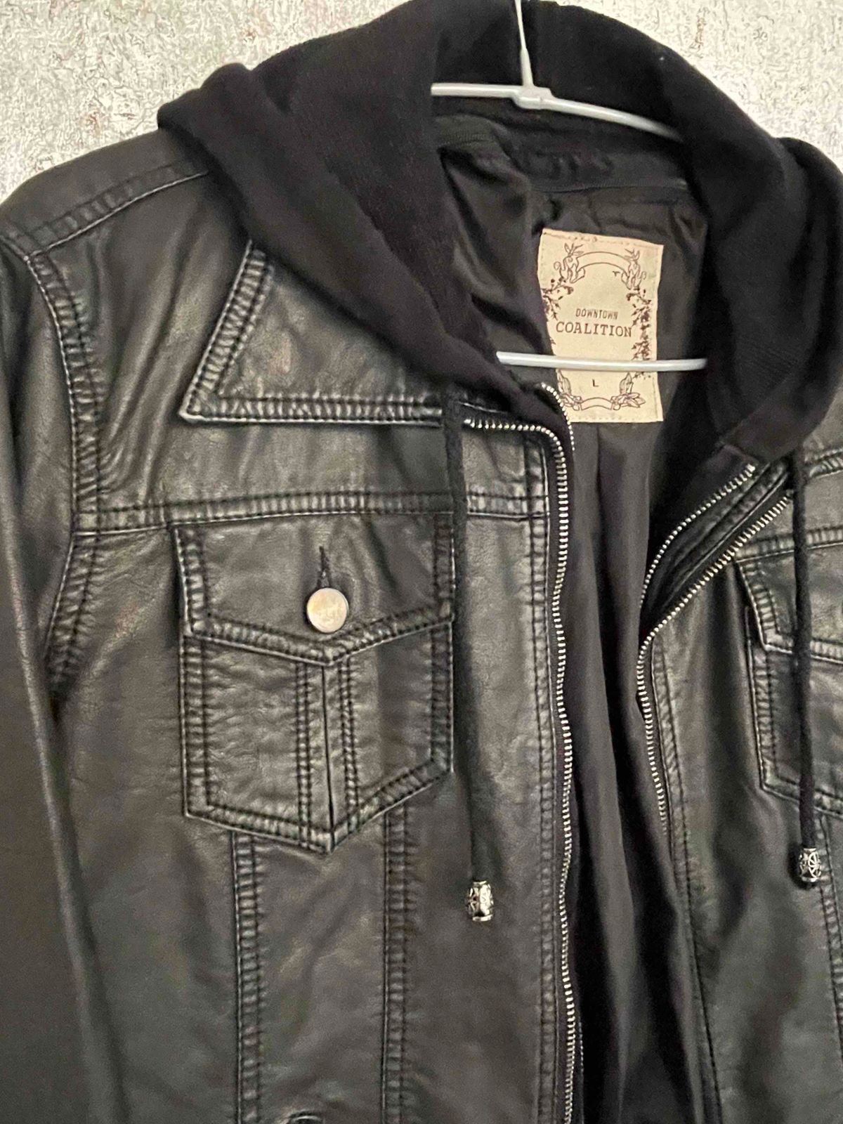 Downtown coalition faux leather on sale jacket