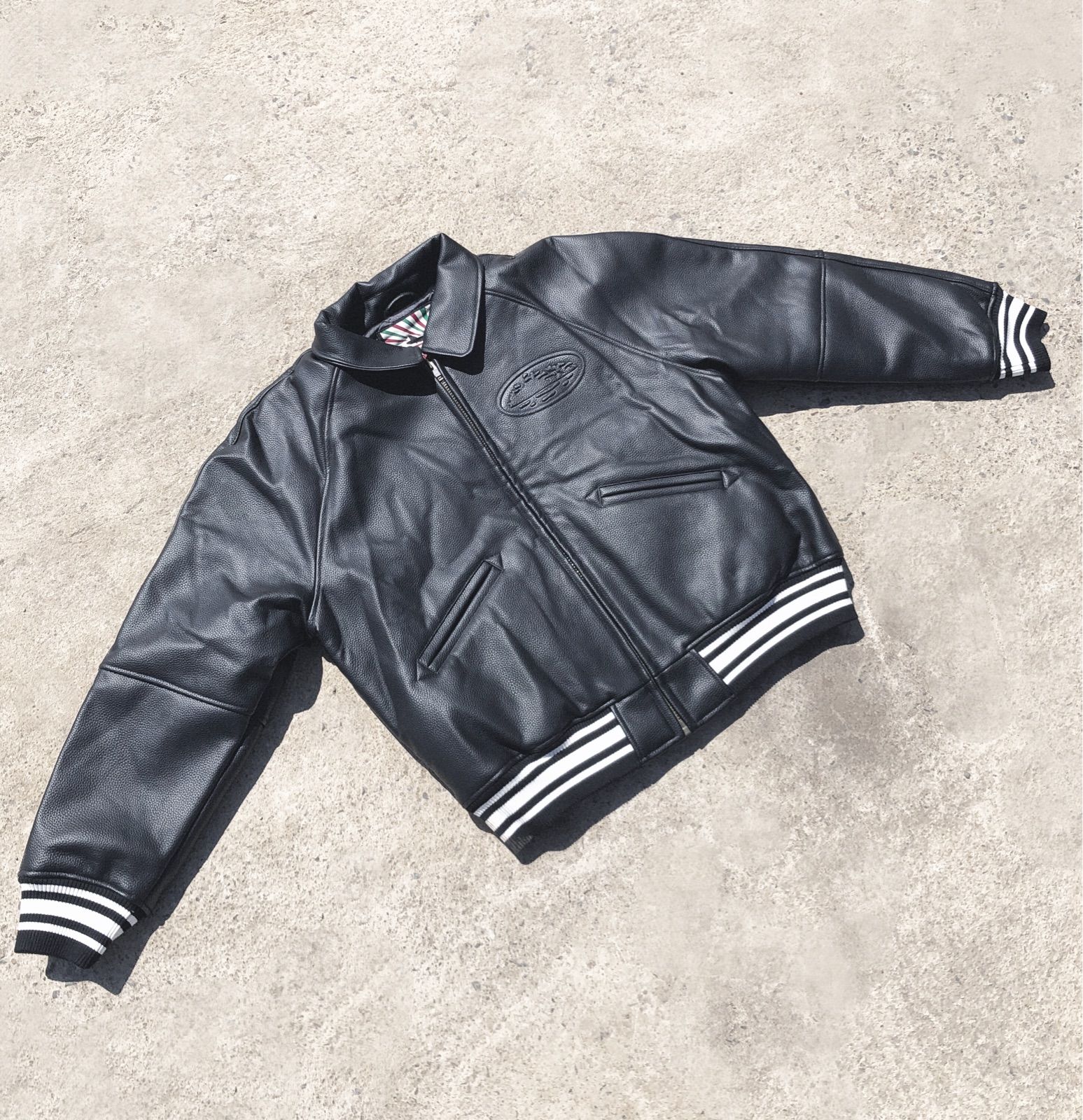 Men | Corteiz Leather Jacket collar to wais | YAGA
