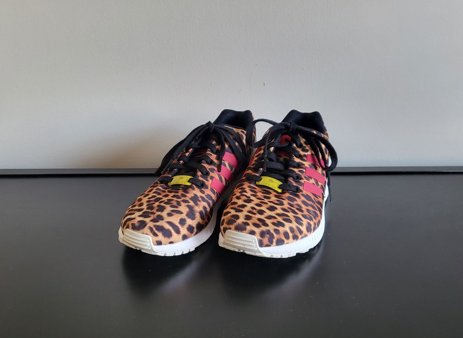 Adidas brown zx outlet flux animal print sneakers