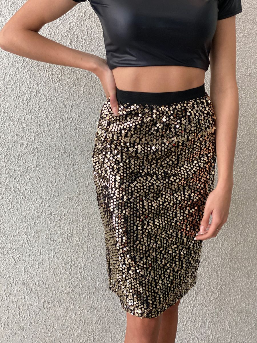 Black gold clearance sequin skirt