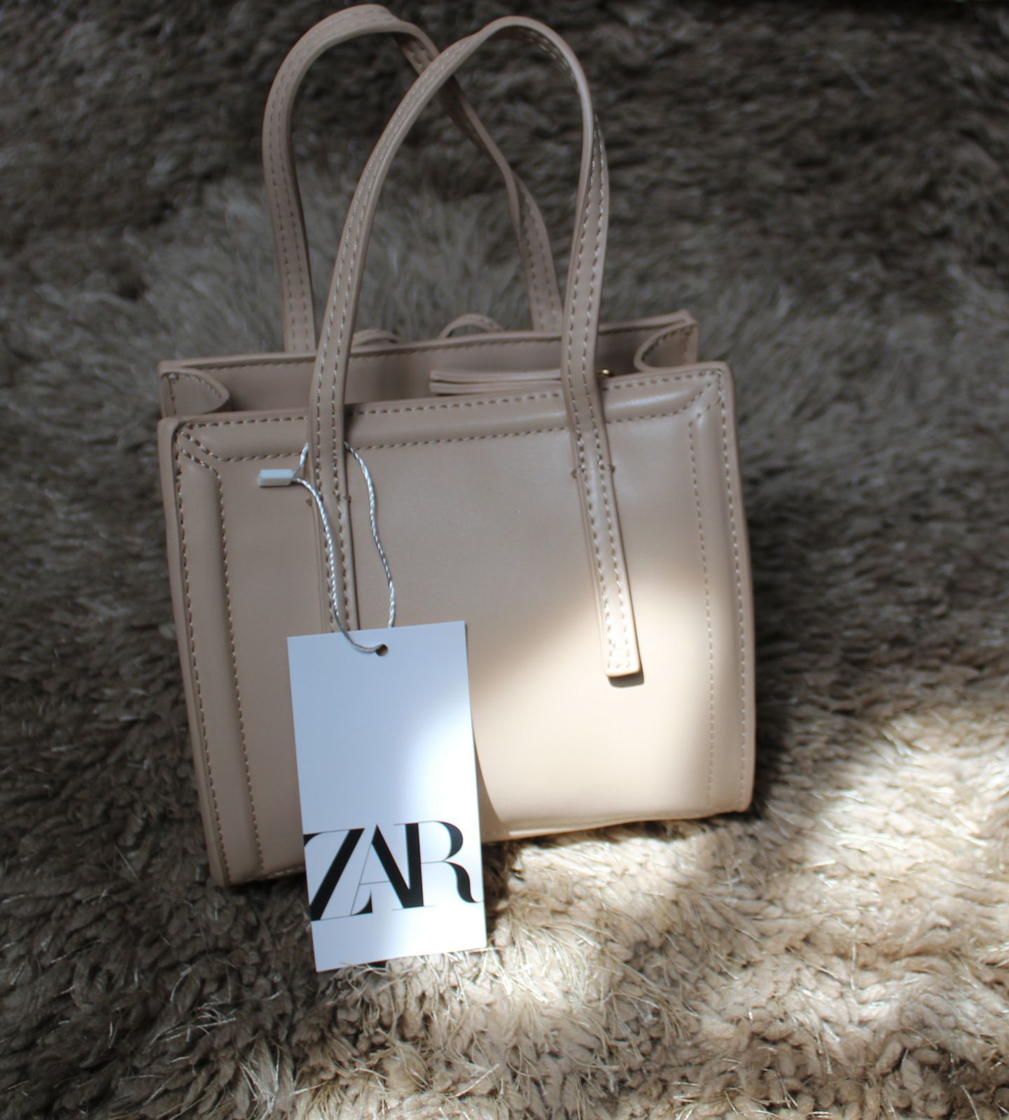 Zara mini discount city bag beige