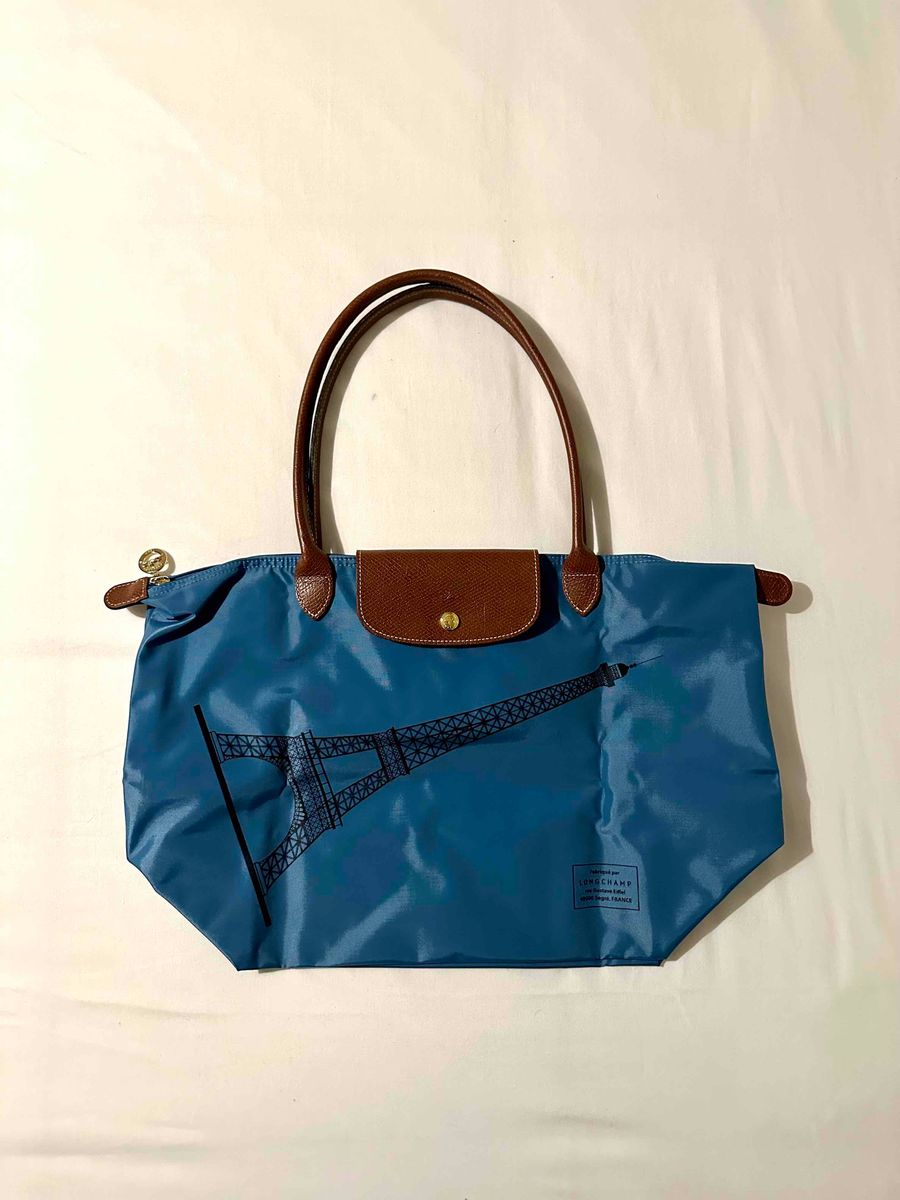 Longchamp limited edition large tote bag with Eiffel Tower print