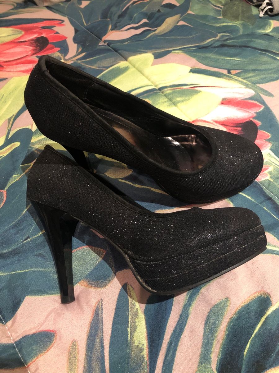 Black glitter platform heels hot sale