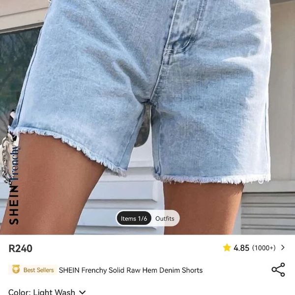 SHEIN Frenchy Solid Raw Hem Denim Shorts