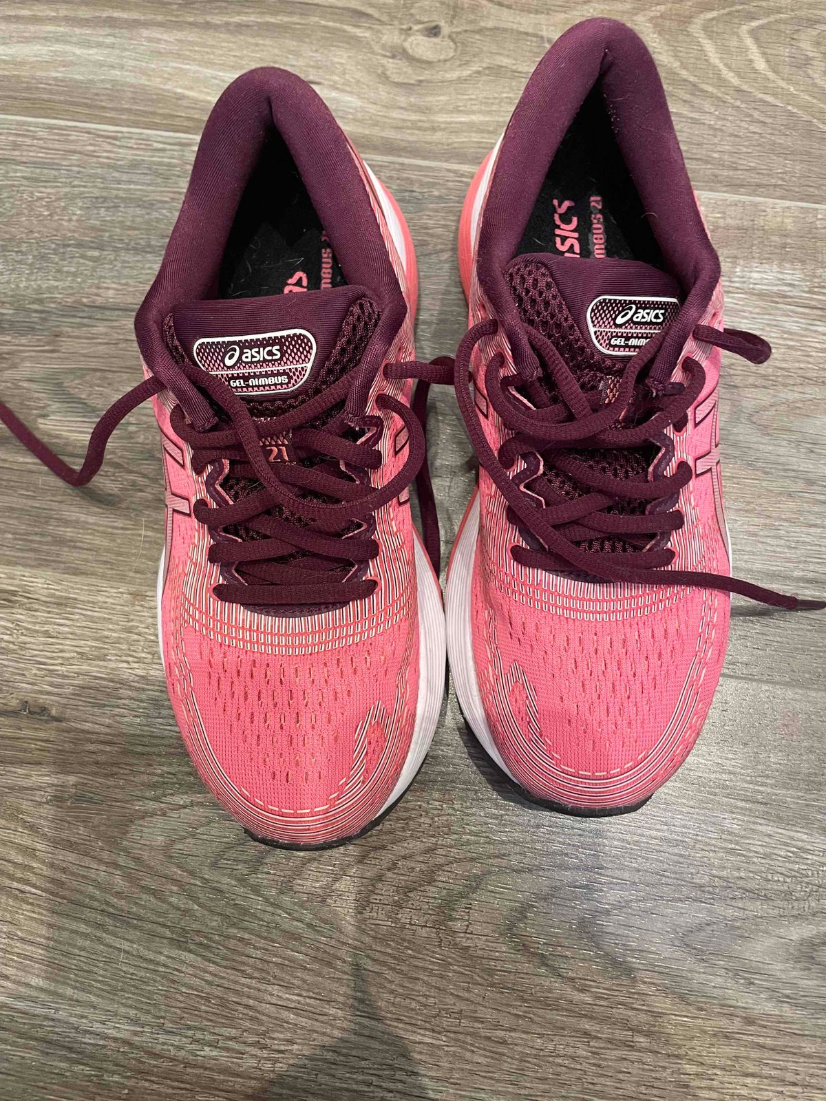 Asics gel-nimbus 21 women's shop running shoes pink cameo/baked pink