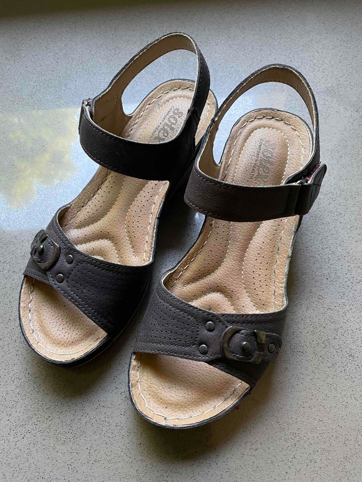 Women | Solex comfort health black sandals. Bou | YAGA