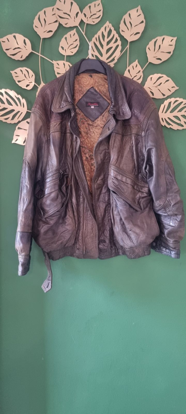 Men Vintage genuine leather jacket YAGA