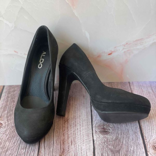 Aldo black suede on sale heels