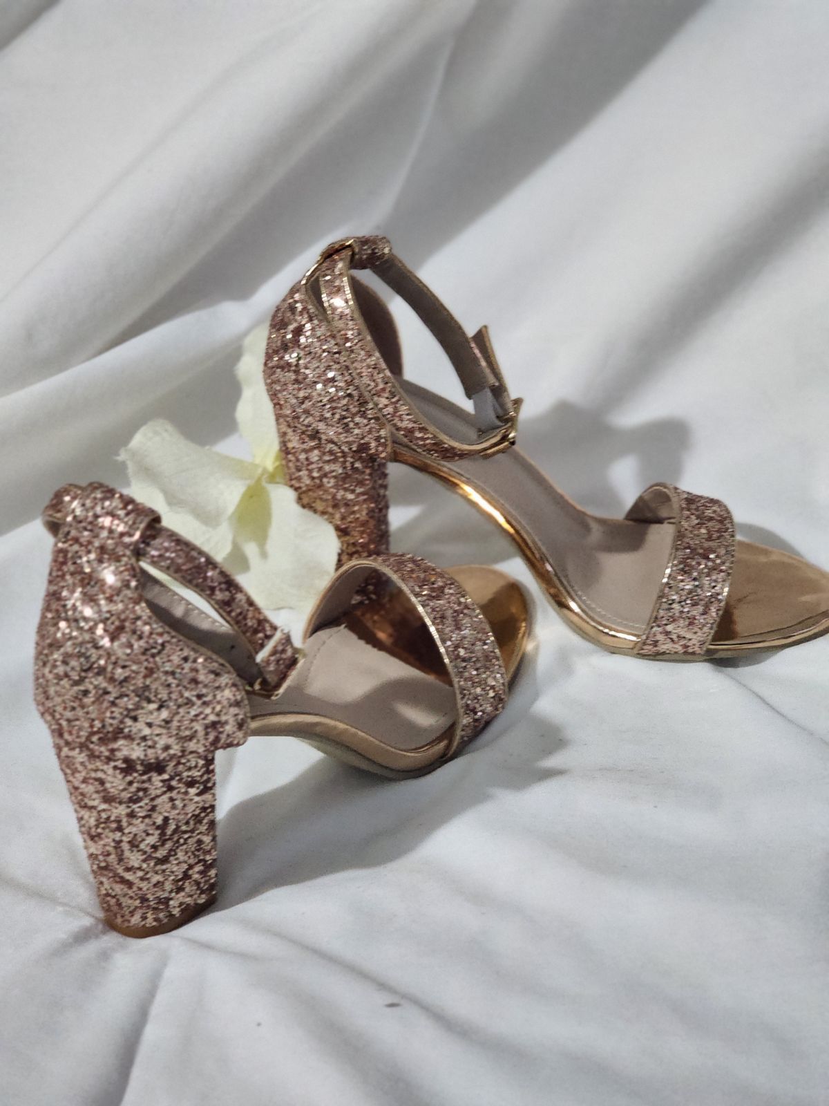 Rose gold cheap glitter heels