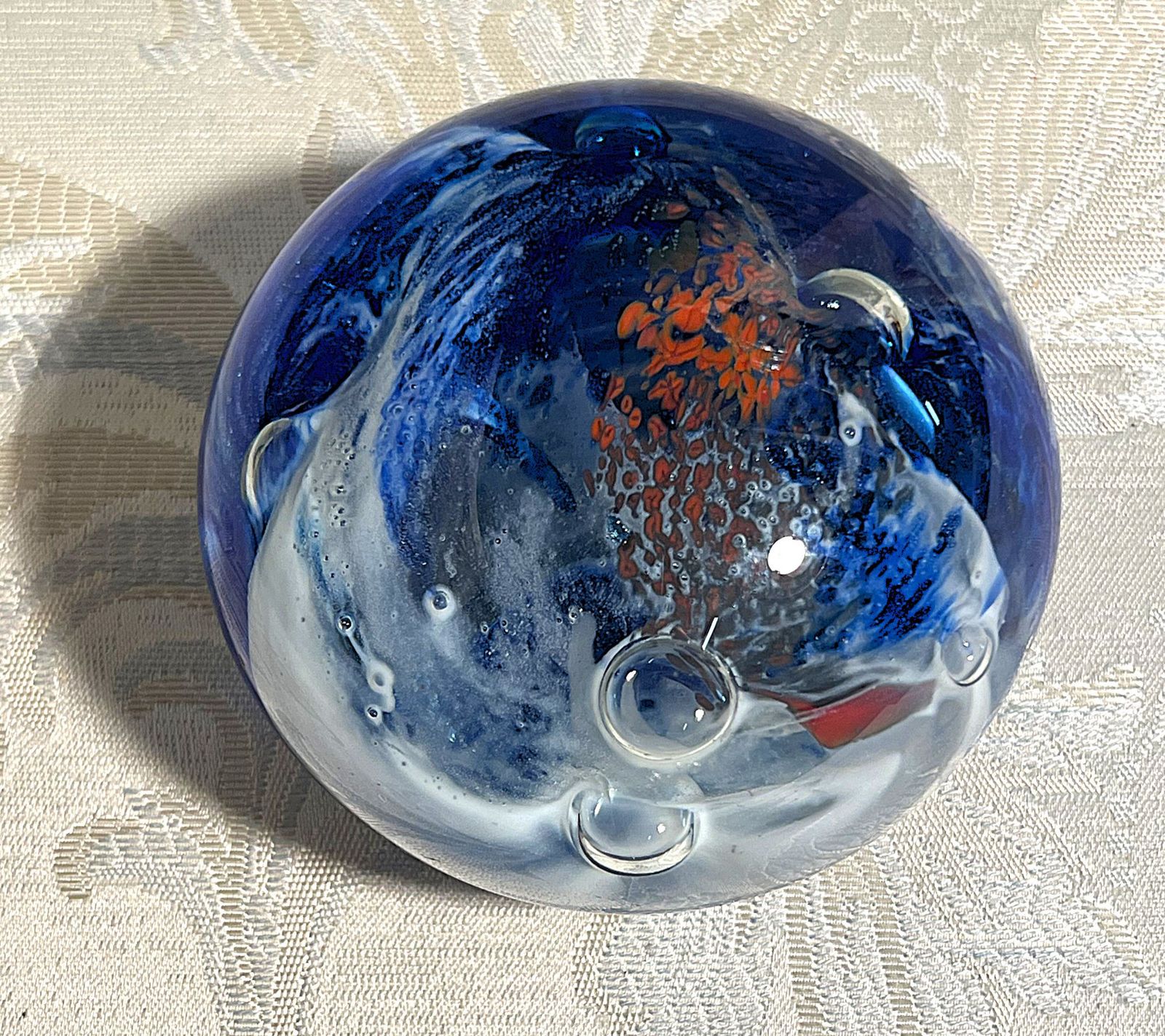 Three-colour glass paperweight