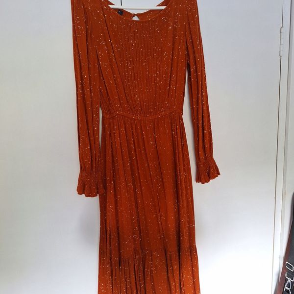 free people hello and goodbye mesh midi dress Free People Hello and Goodbye Orange Floral Mesh Smocked Midi Dress SZ Small metricaec.com
