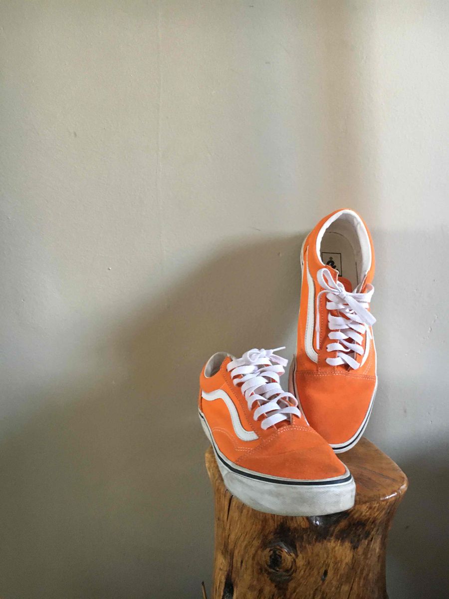 Orange vans on feet best sale