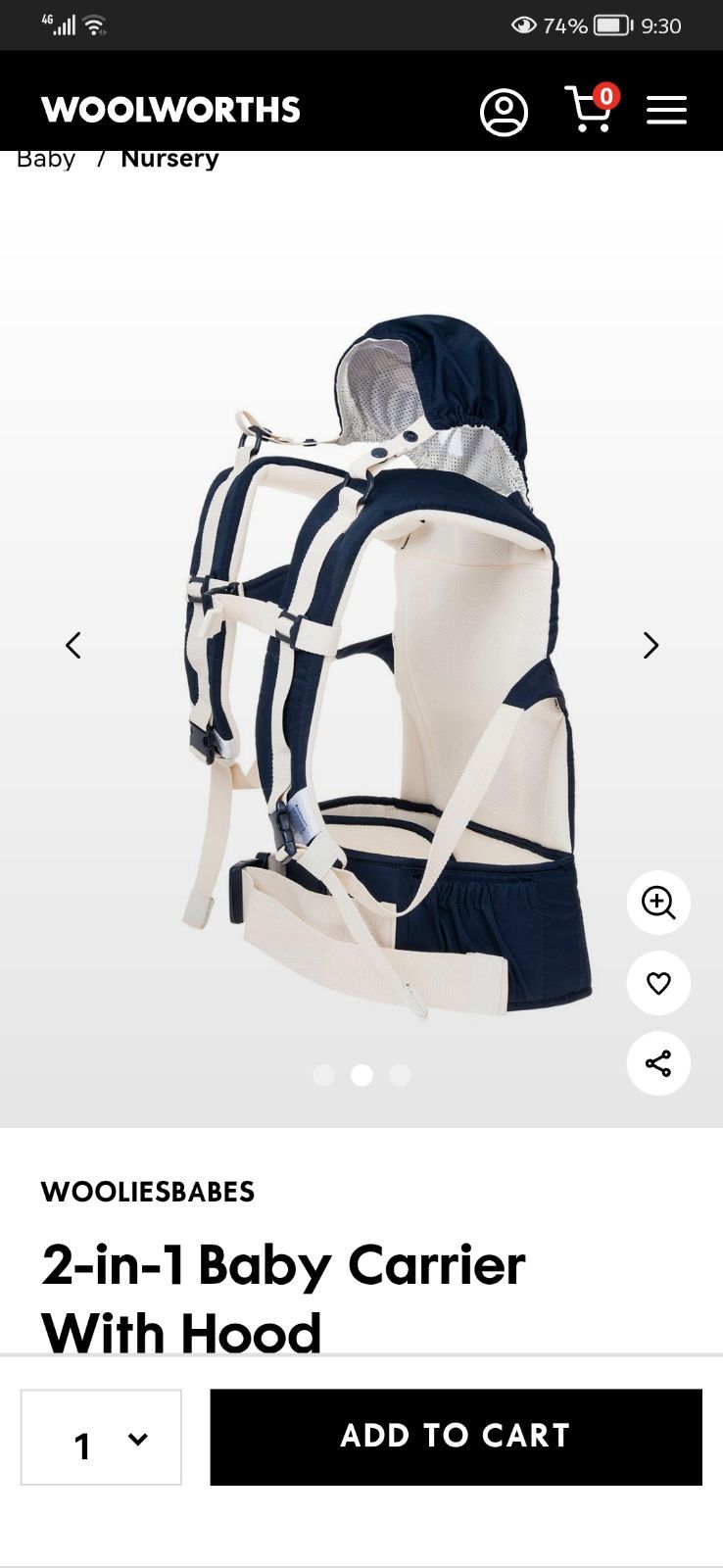 Kids Woolworths Navy Blue in Baby Carrie YAGA