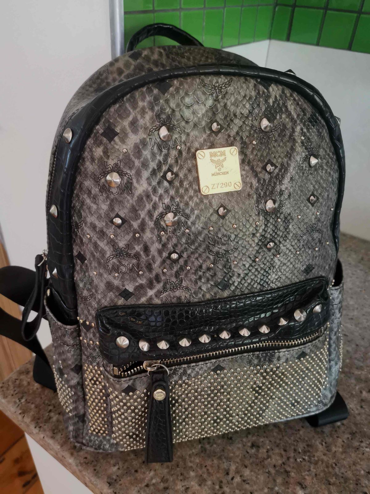 Mcm back pack snakeskin print