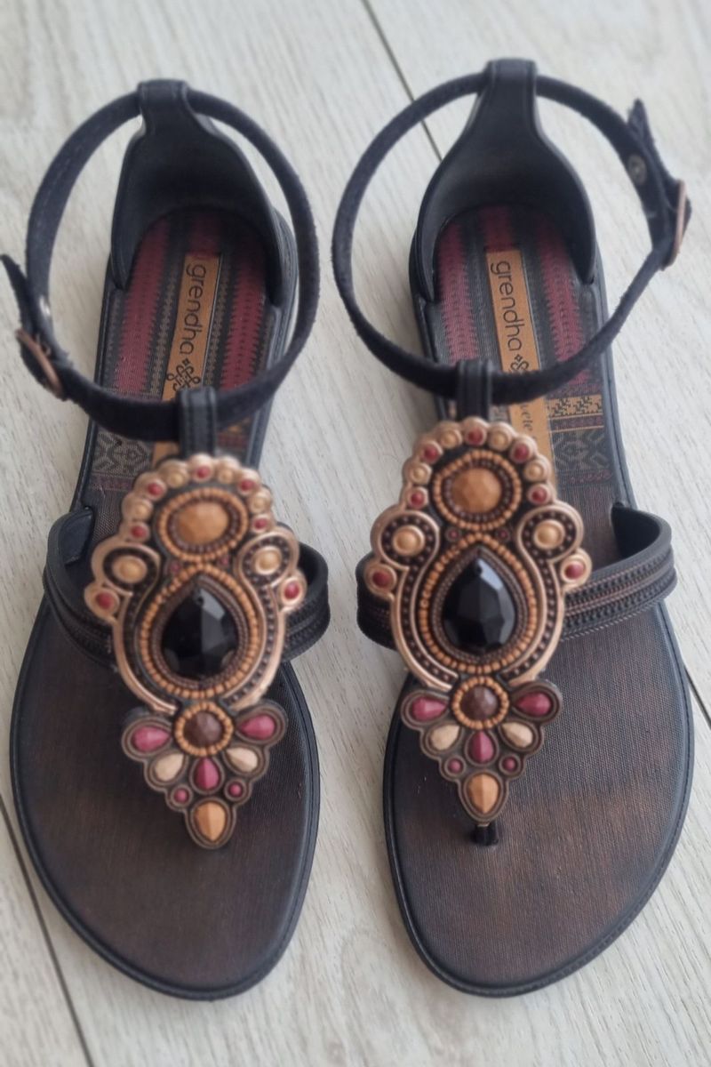 MyRunway  Shop Grendha Black Embellished Thong Sandals for Women from