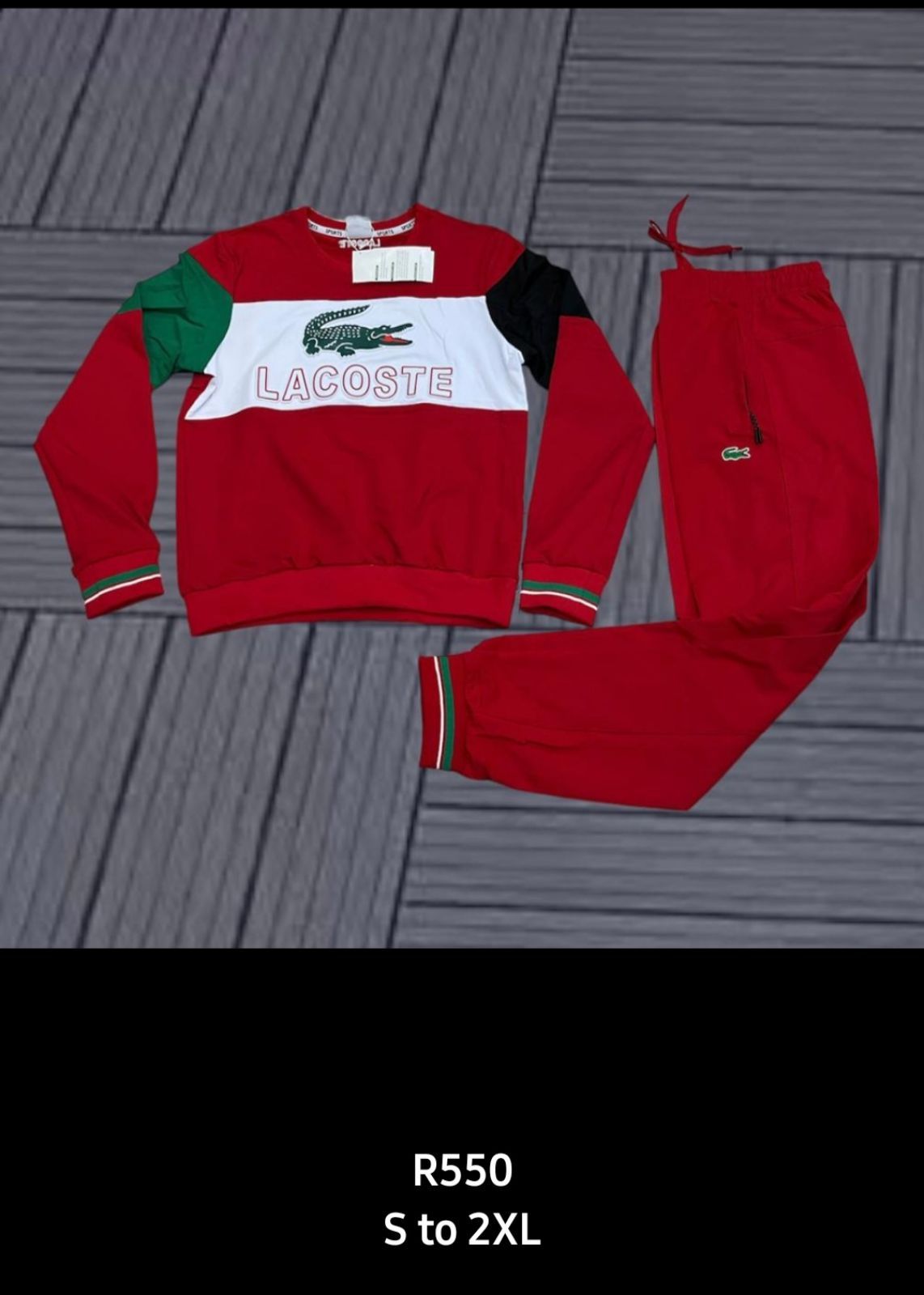 Red on sale lacoste sweatsuit