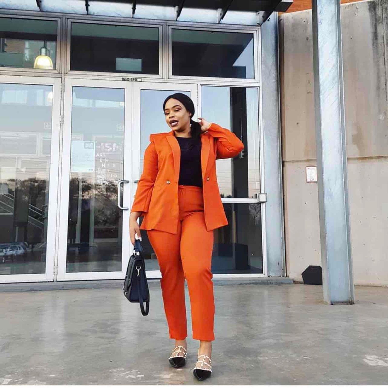 Burnt orange suit womens best sale