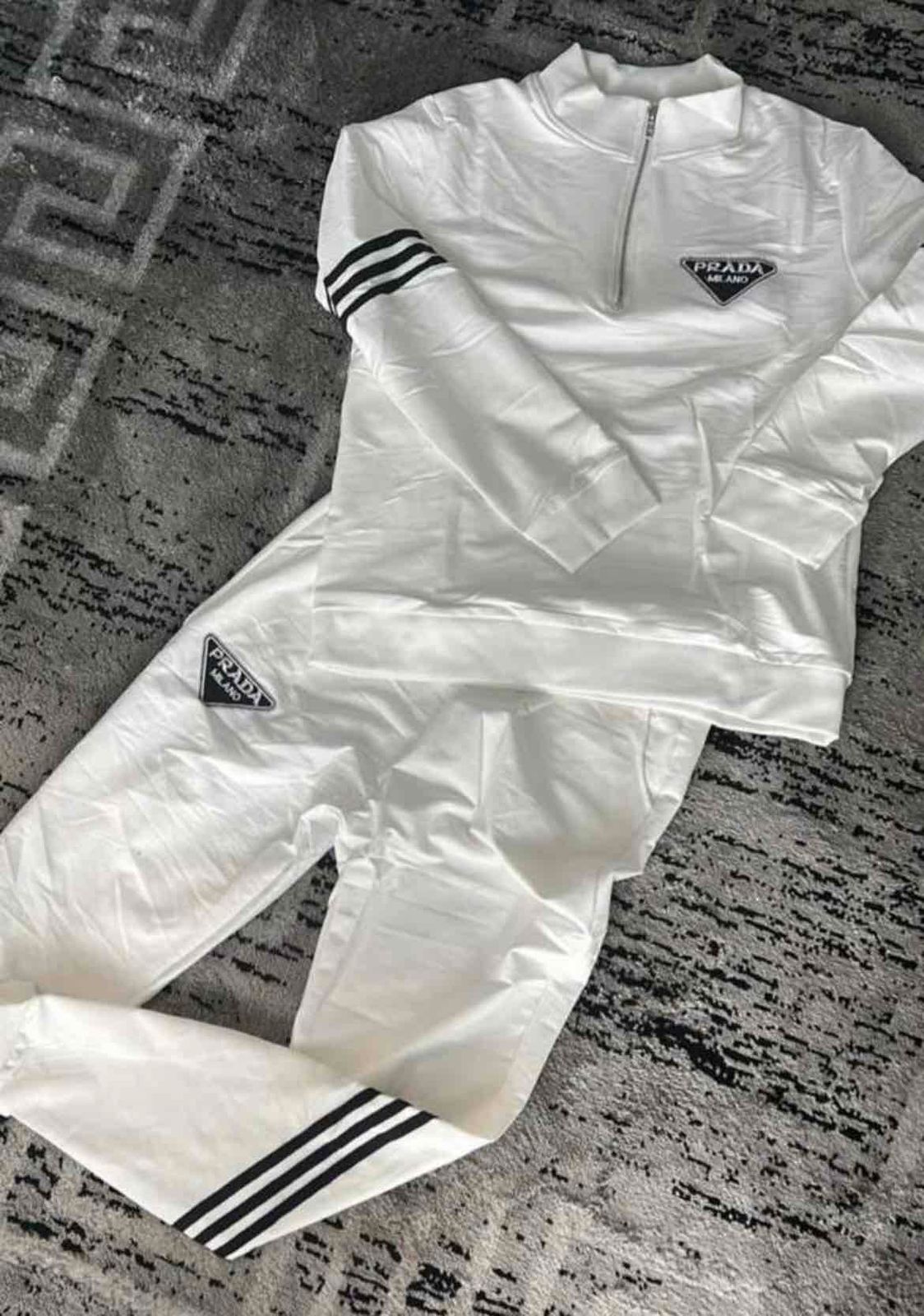 Prada store tracksuit white