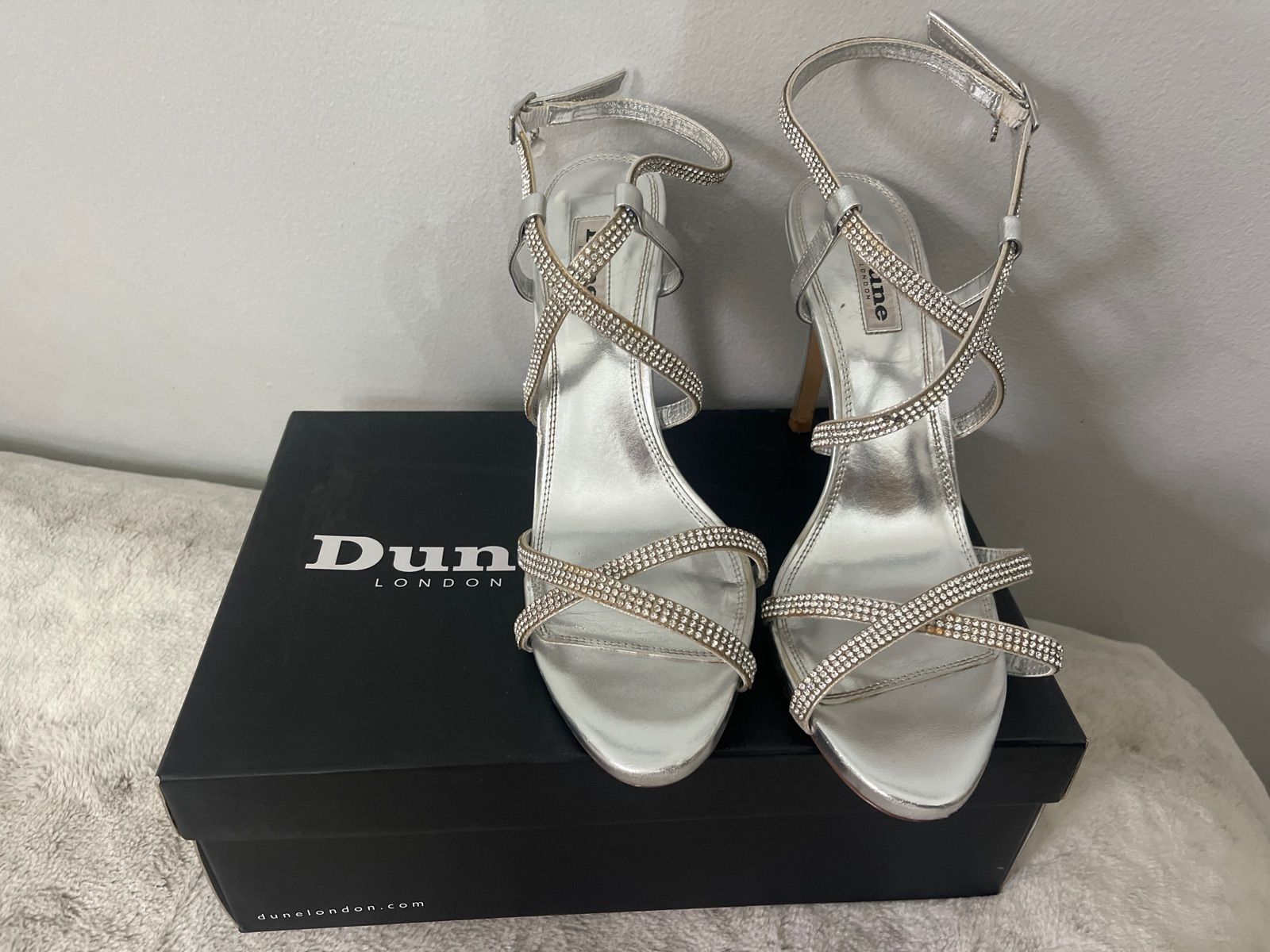 Dune on sale silver heels