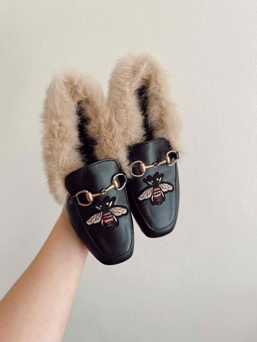 Fluffy top gucci loafers