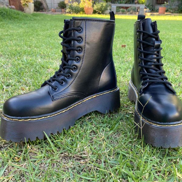 Imitation Dr Martens Lace up black boots. Never worn. Superbalist brand Jada