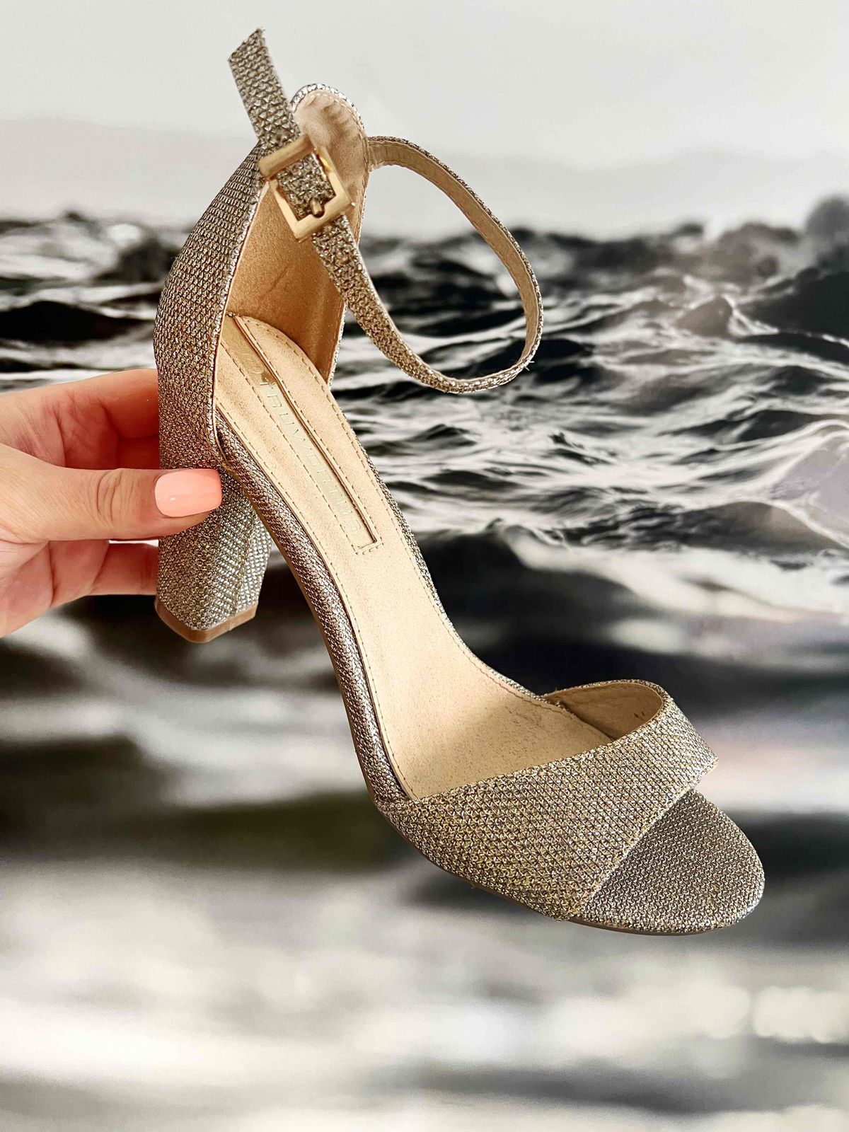 rose gold sparkly heels