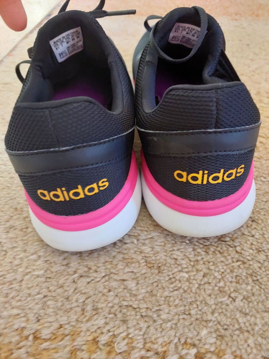 Adidas neo cloudfoam black clearance and pink