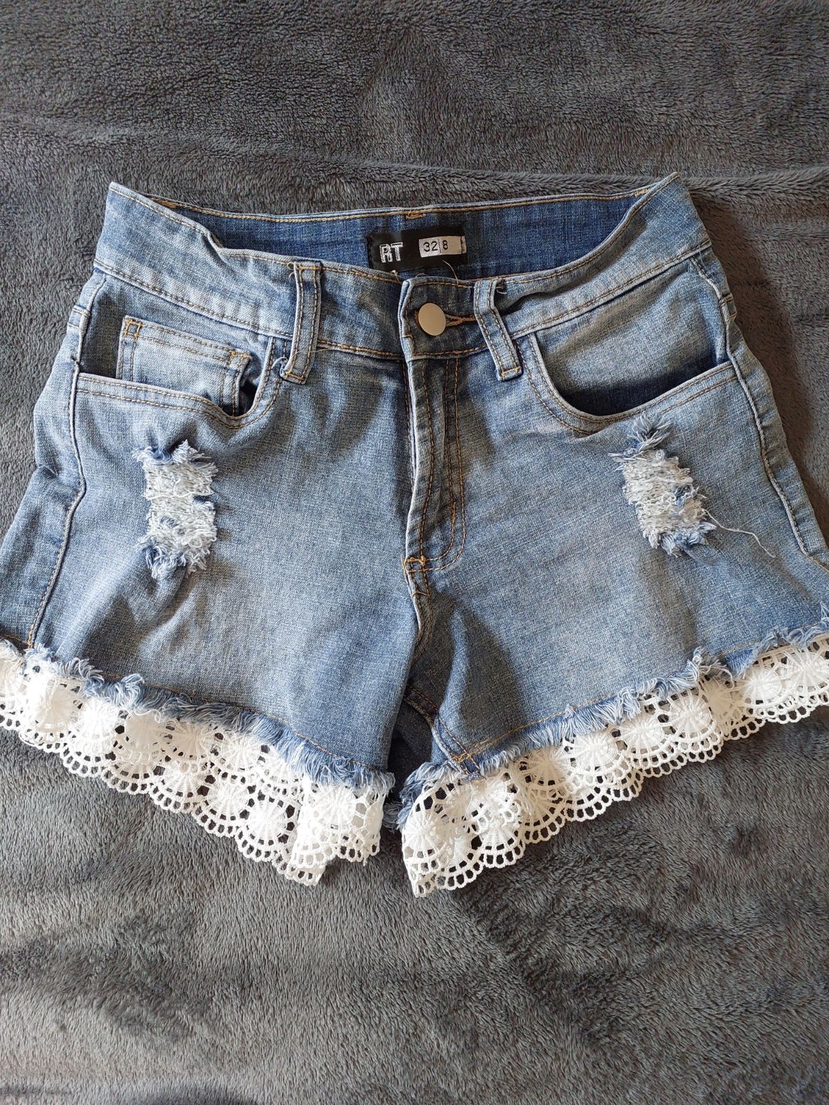 Jean shorts with lace on sale bottom